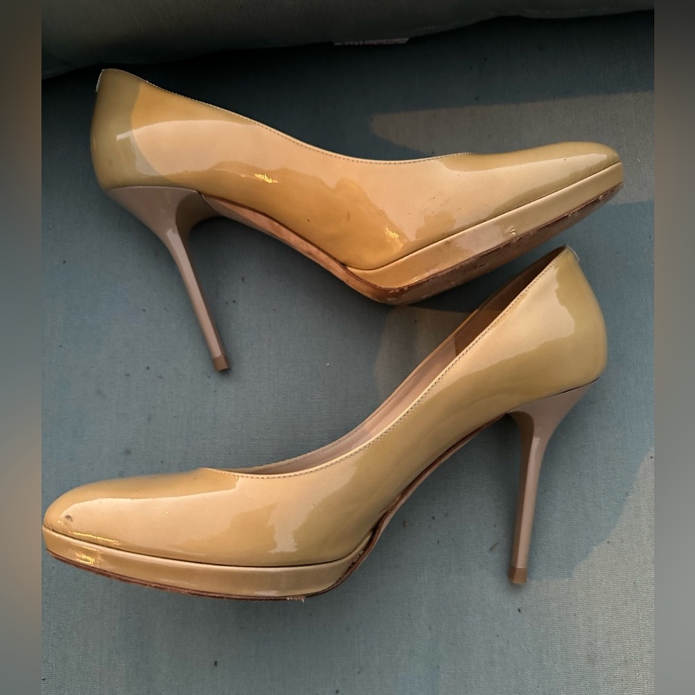 Jimmy Choo London Patent Leather Platform Stiletto Heels - size 38